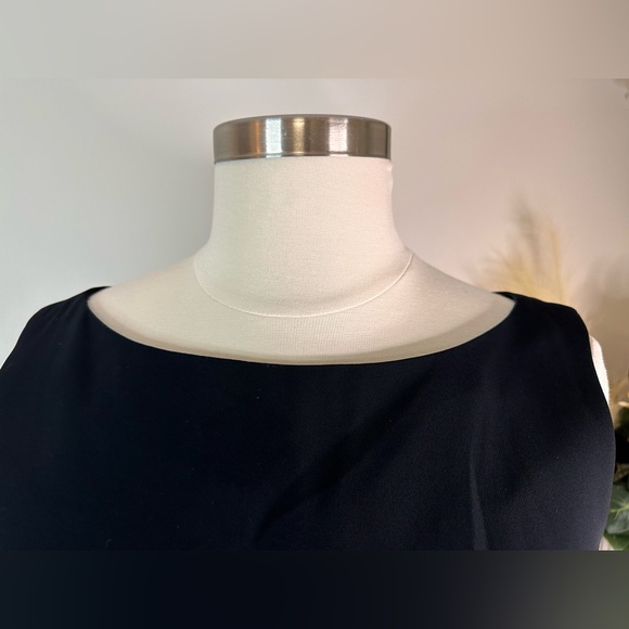 TALBOTS Satin Sash Black Dress with White Flower - Fully Lined Plus Sz 20 NWT - Picture 7 of 16